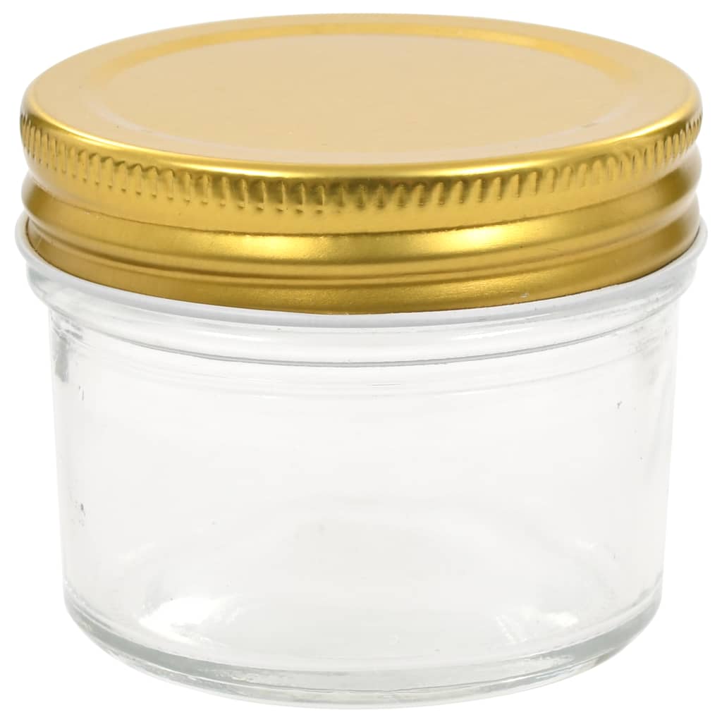 vidaXL Borcane din sticlă pentru gem, capace aurii, 48 buc, 110 ml vidaXL Borcane din sticlă pentru gem, capace aurii, 48 buc, 110 ml