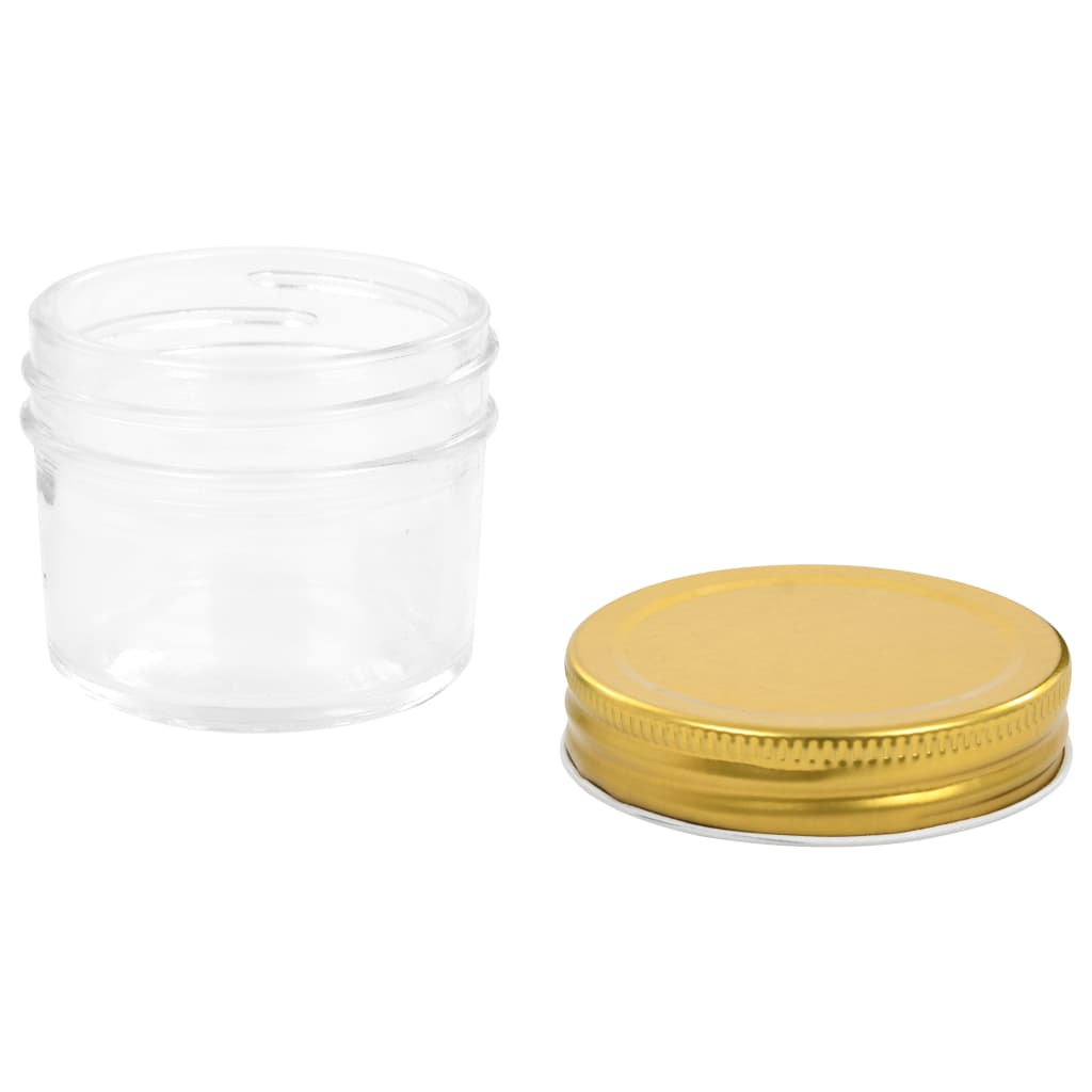 vidaXL Borcane din sticlă pentru gem, capace aurii, 48 buc, 110 ml vidaXL Borcane din sticlă pentru gem, capace aurii, 48 buc, 110 ml