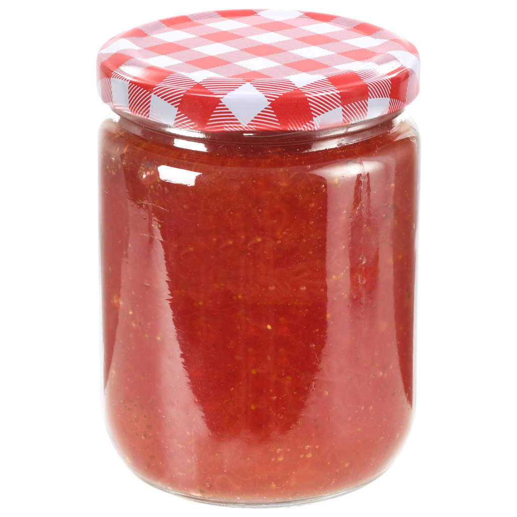 vidaXL Borcane de sticlă pentru gem capace alb & roșu 96 buc. 230 ml vidaXL Borcane de sticlă pentru gem capace alb & roșu 96 buc. 230 ml