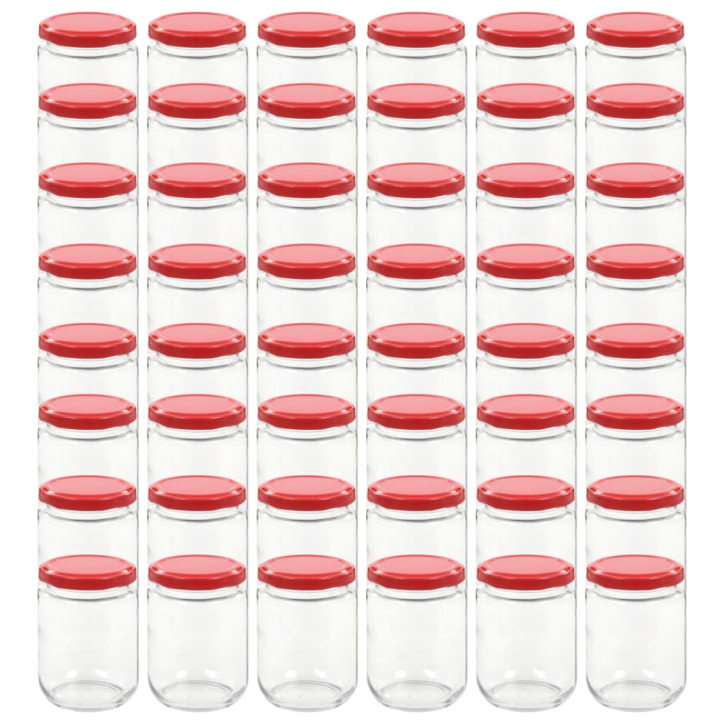 vidaXL Borcane din sticlă pentru gem, capac roșu, 48 buc., 230 ml vidaXL Borcane din sticlă pentru gem, capac roșu, 48 buc., 230 ml
