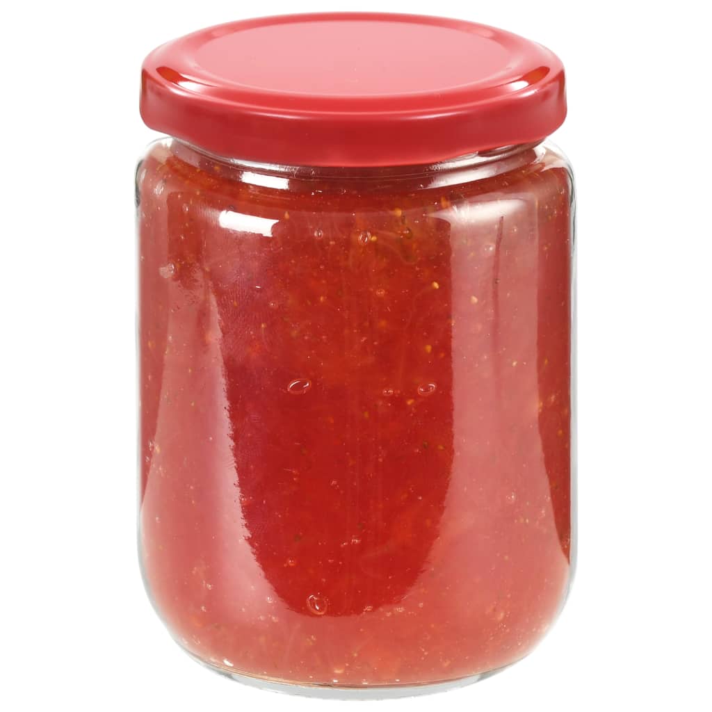 vidaXL Borcane din sticlă pentru gem, capace roșii, 96 buc., 230 ml vidaXL Borcane din sticlă pentru gem, capace roșii, 96 buc., 230 ml