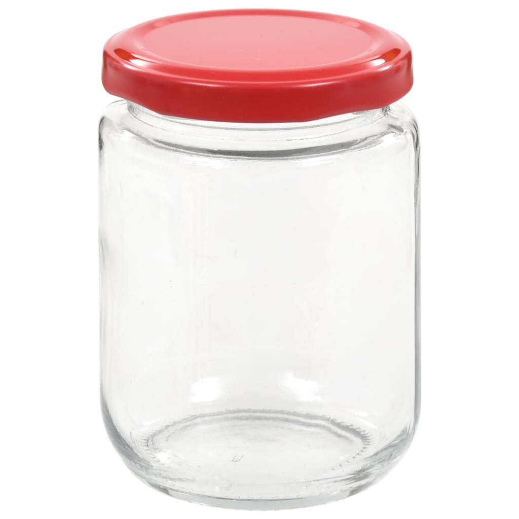 vidaXL Borcane din sticlă pentru gem, capace roșii, 96 buc., 230 ml vidaXL Borcane din sticlă pentru gem, capace roșii, 96 buc., 230 ml