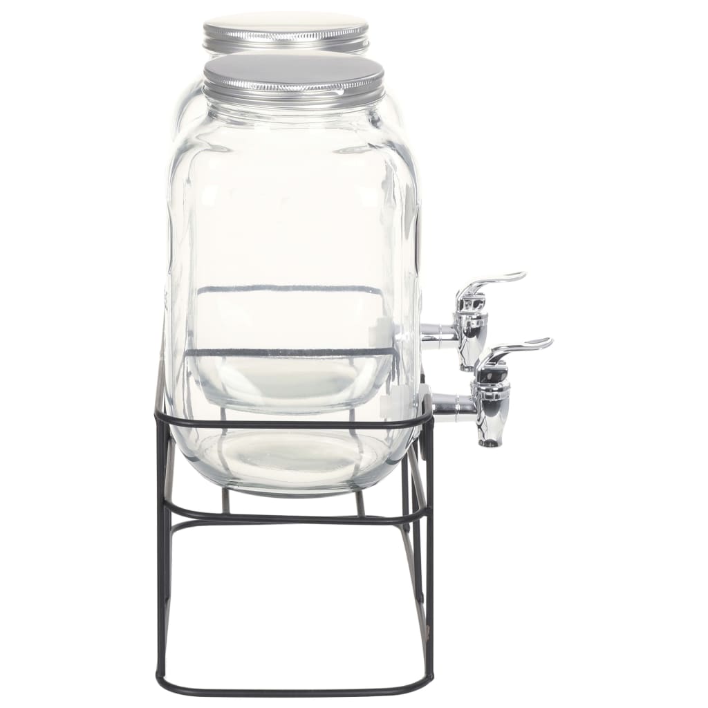 vidaXL Dozatoare de băuturi cu suport, 2 buc., 2 x 4 L, sticlă vidaXL Dozatoare de băuturi cu suport, 2 buc., 2 x 4 L, sticlă