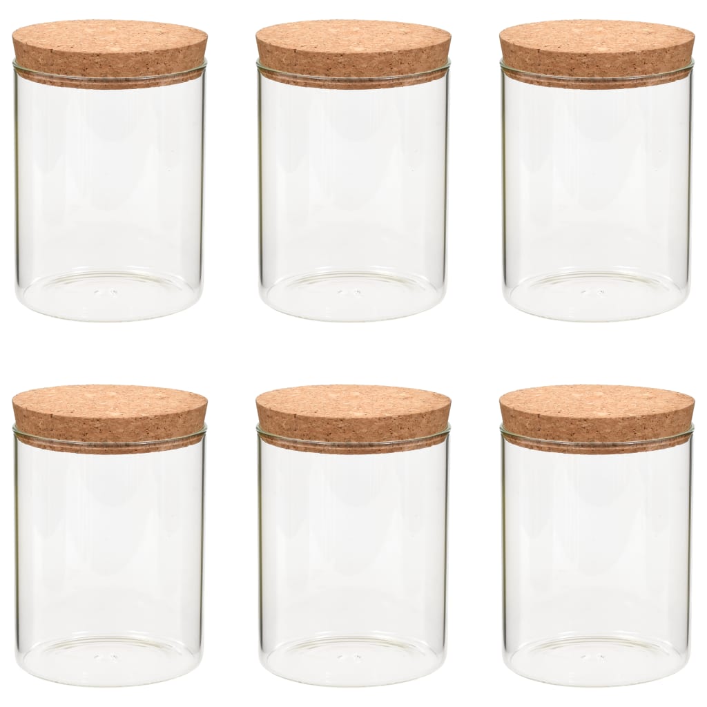 vidaXL Borcane din sticlă depozitare, capac de plută, 6 buc., 650 ml vidaXL Borcane din sticlă depozitare, capac de plută, 6 buc., 650 ml