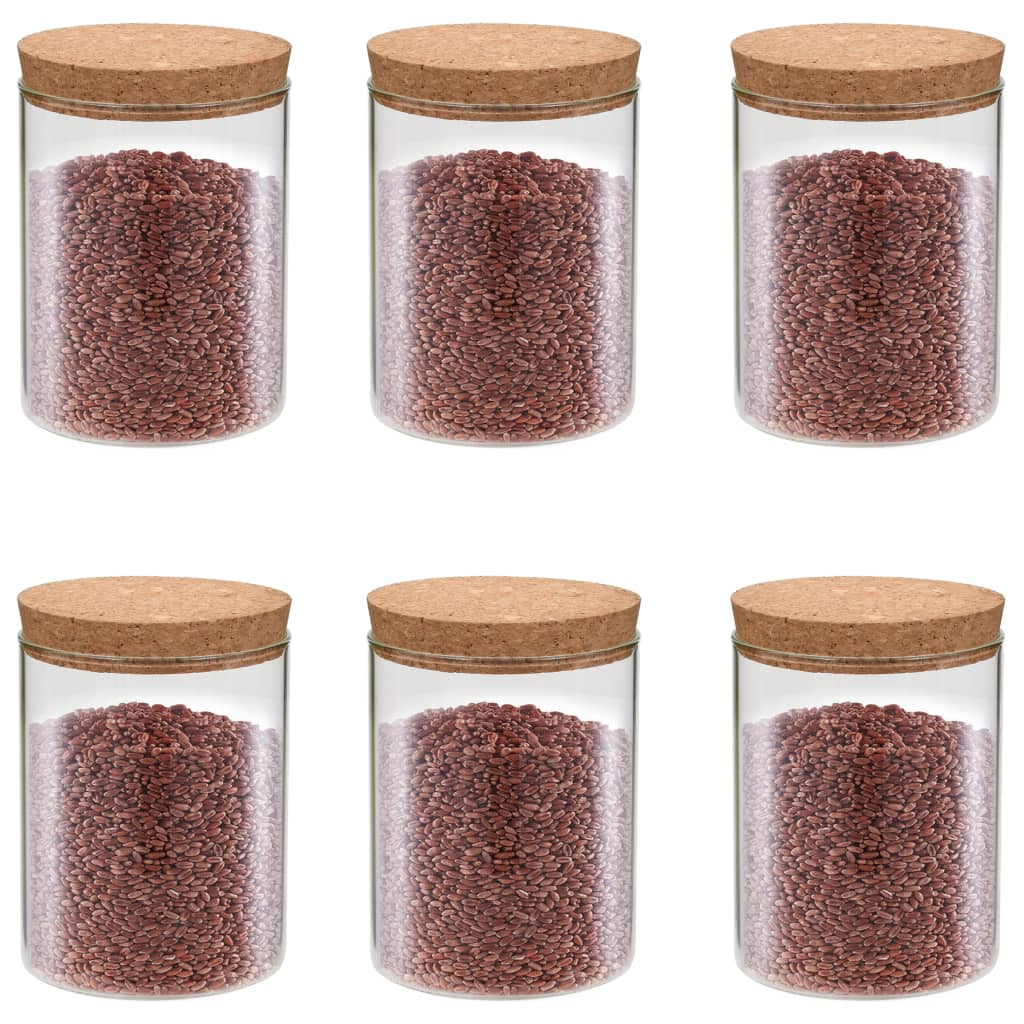vidaXL Borcane din sticlă depozitare, capac de plută, 6 buc., 650 ml vidaXL Borcane din sticlă depozitare, capac de plută, 6 buc., 650 ml