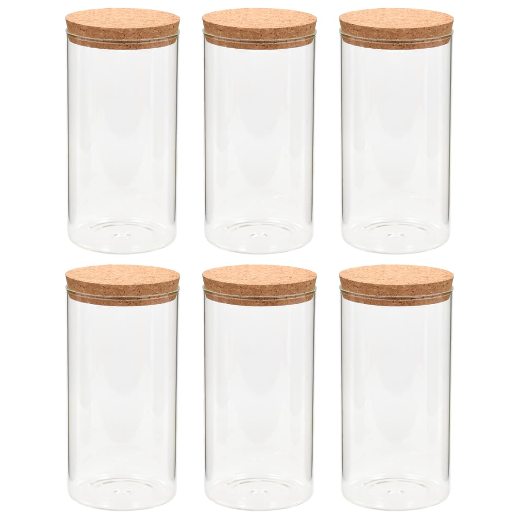 vidaXL Borcane din sticlă depozitare, capac de plută, 6 buc., 1400 ml vidaXL Borcane din sticlă depozitare, capac de plută, 6 buc., 1400 ml