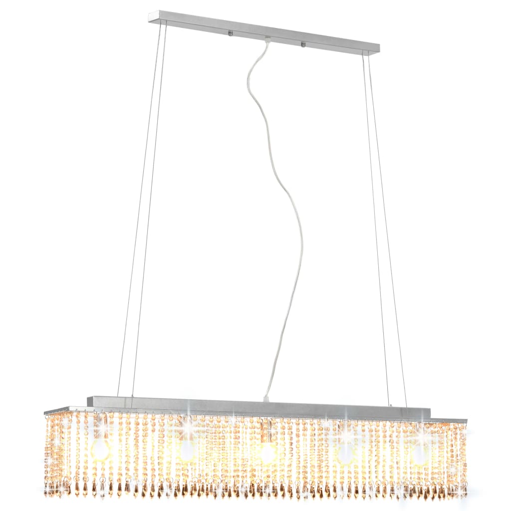 vidaXL Lustră cu mărgele de cristal, argintiu, 104 cm, E14 vidaXL Lustră cu mărgele de cristal, argintiu, 104 cm, E14