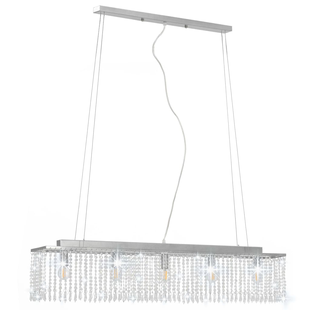 vidaXL Lustră cu mărgele de cristal, argintiu, 104 cm, E14 vidaXL Lustră cu mărgele de cristal, argintiu, 104 cm, E14