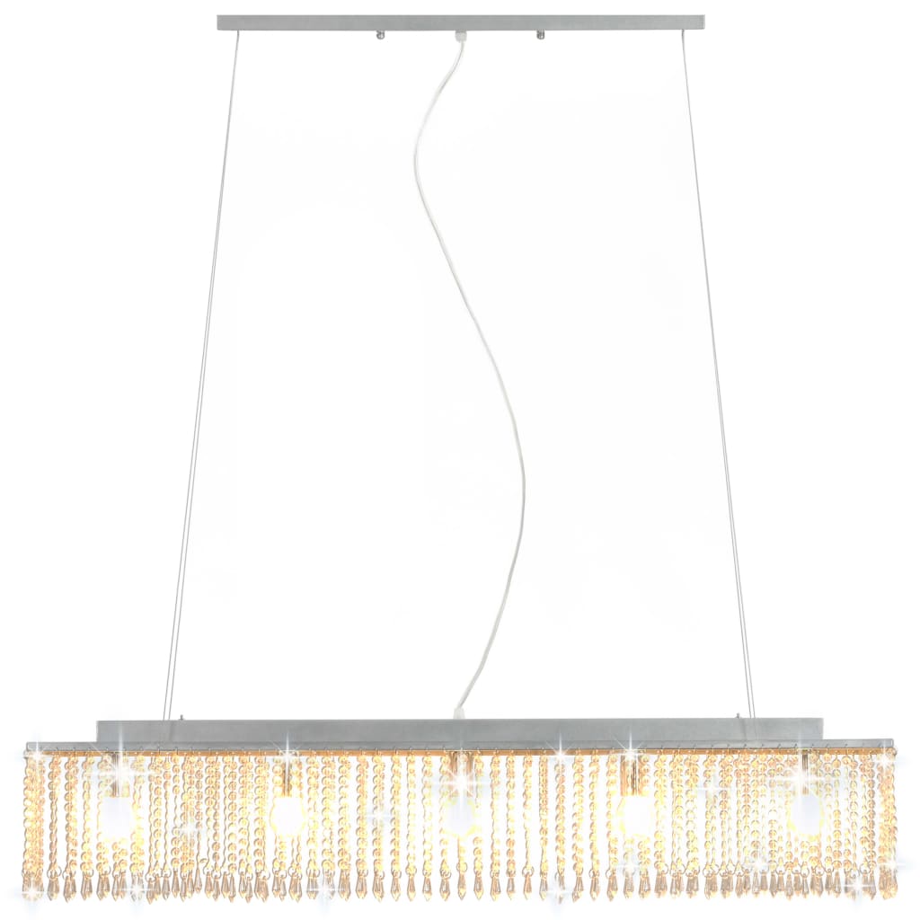 vidaXL Lustră cu mărgele de cristal, argintiu, 104 cm, E14 vidaXL Lustră cu mărgele de cristal, argintiu, 104 cm, E14
