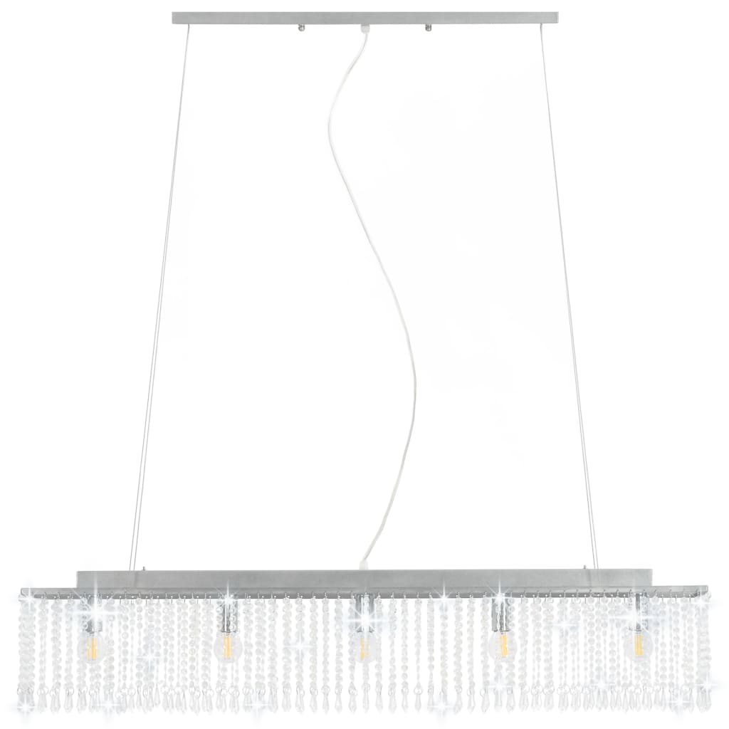 vidaXL Lustră cu mărgele de cristal, argintiu, 104 cm, E14 vidaXL Lustră cu mărgele de cristal, argintiu, 104 cm, E14