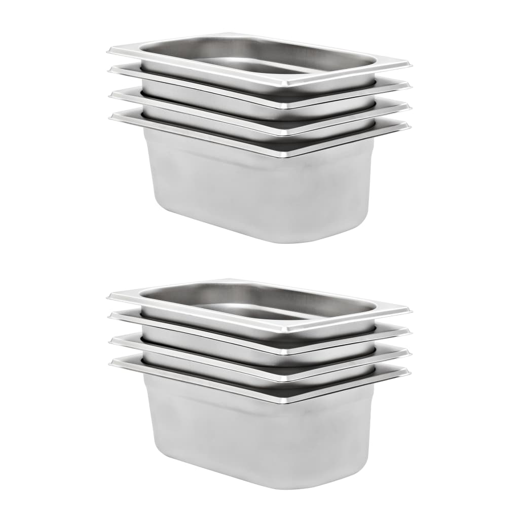 vidaXL Recipiente Gastronorm 8 buc. GN 1/4 100 mm oțel inoxidabil vidaXL Recipiente Gastronorm 8 buc. GN 1/4 100 mm oțel inoxidabil