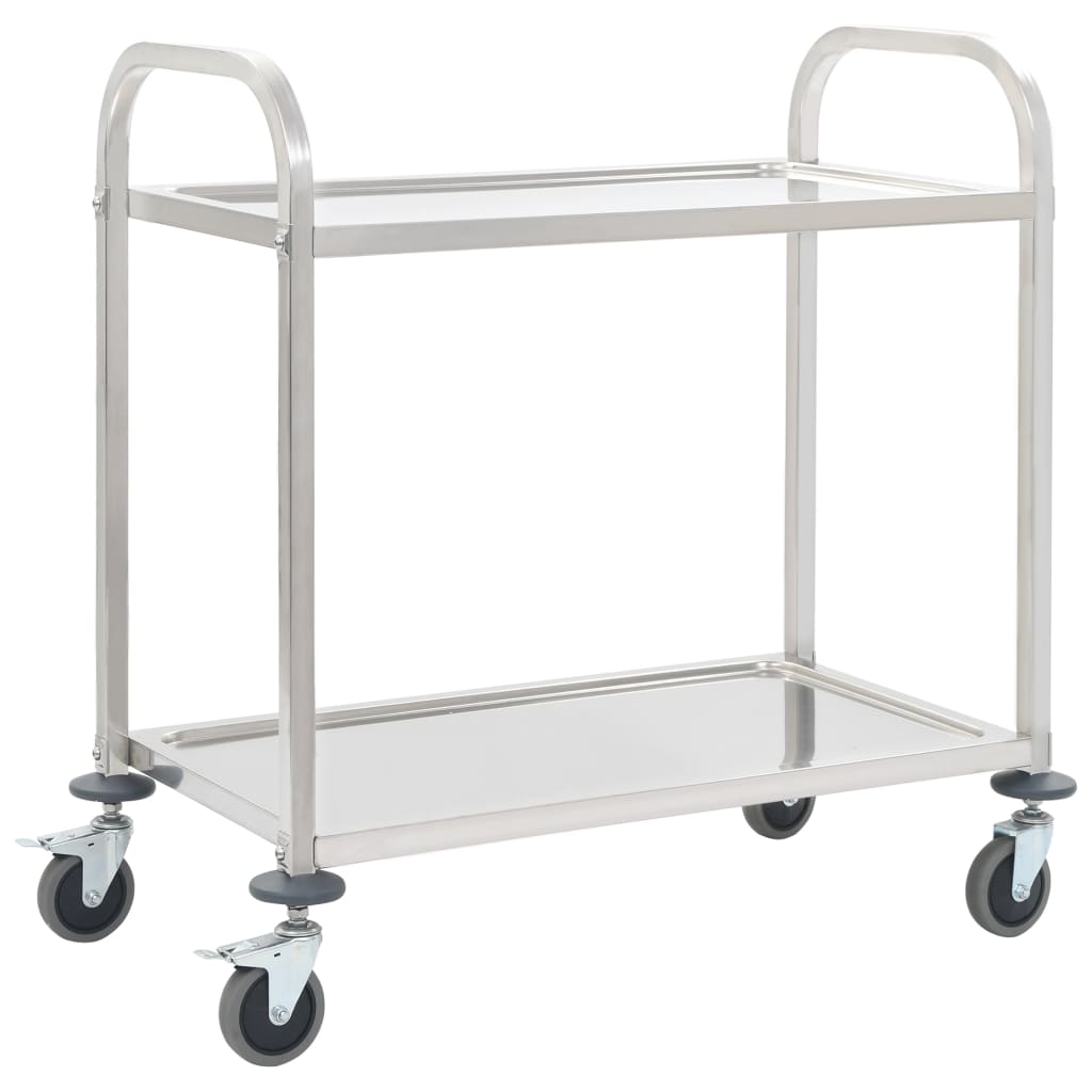 vidaXL Cărucior de bucătărie 2 niveluri 96,5x55x90 cm oțel inoxidabil vidaXL Cărucior de bucătărie 2 niveluri 96,5x55x90 cm oțel inoxidabil