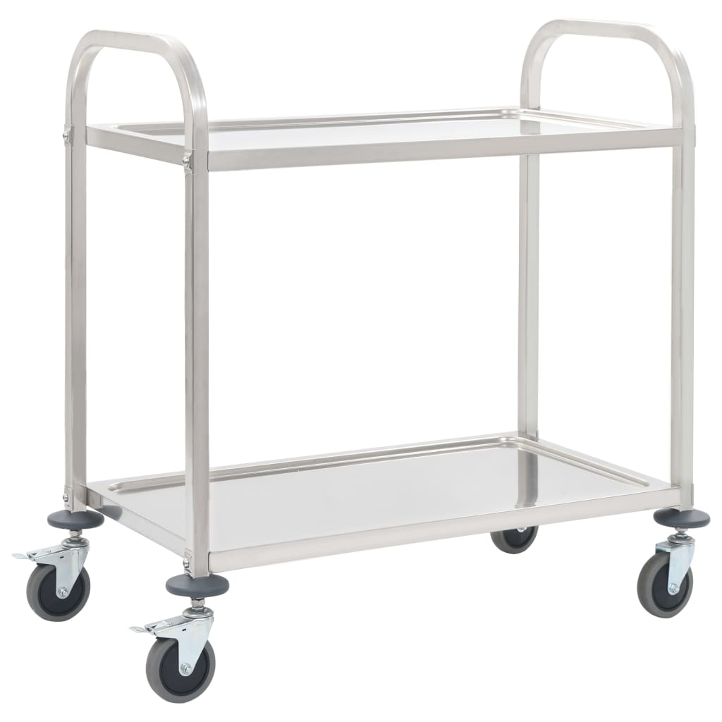 vidaXL Cărucior de bucătărie 2 niveluri 95x45x83,5 cm oțel inoxidabil vidaXL Cărucior de bucătărie 2 niveluri 95x45x83,5 cm oțel inoxidabil