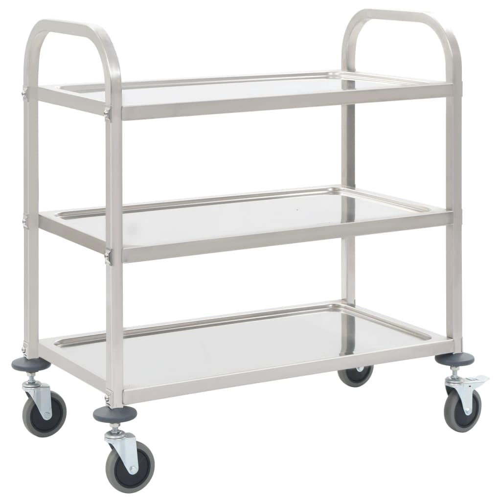 vidaXL Cărucior de bucătărie 3 niveluri 96,5x55x90 cm oțel inoxidabil vidaXL Cărucior de bucătărie 3 niveluri 96,5x55x90 cm oțel inoxidabil