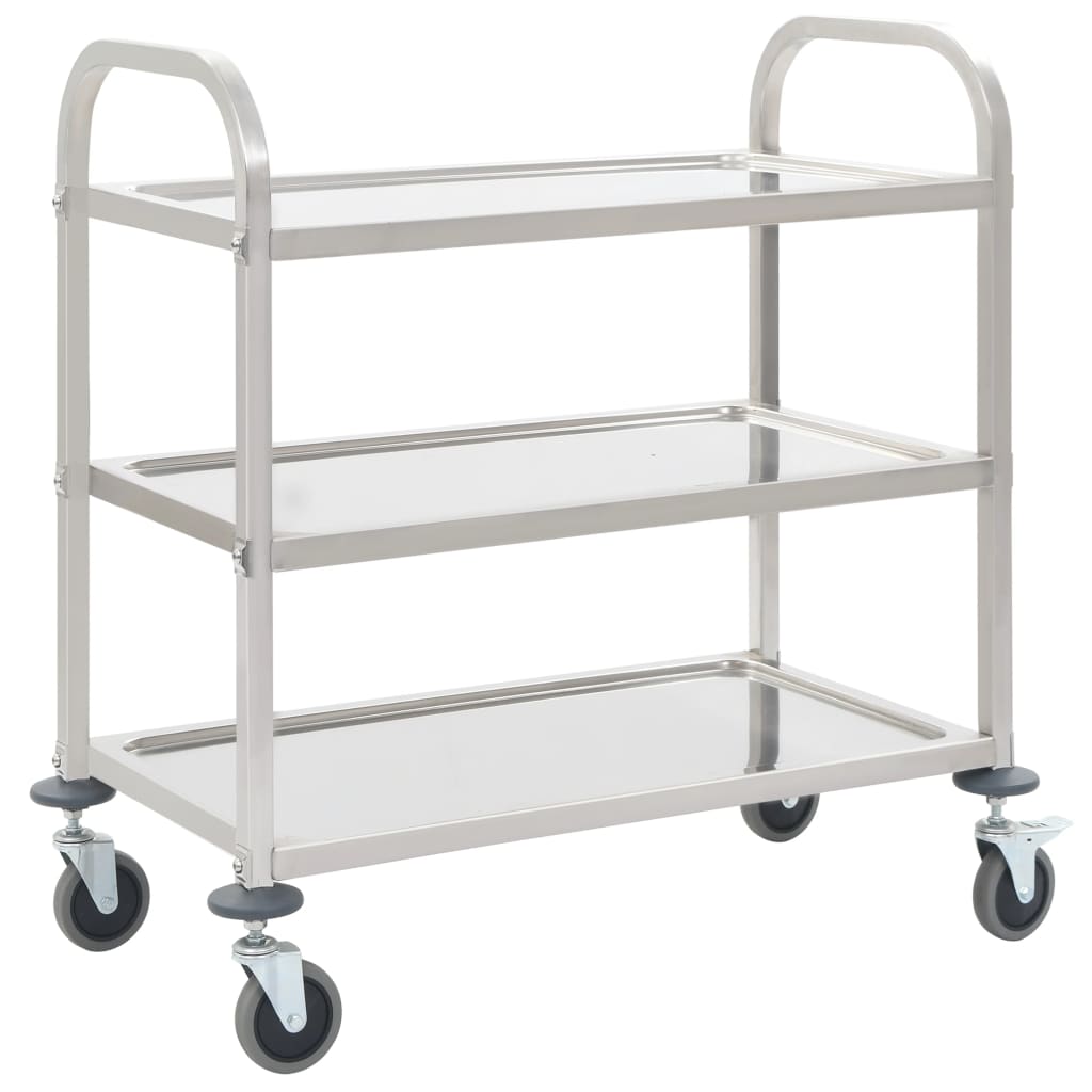 vidaXL Cărucior de bucătărie 3 niveluri 95x45x83,5 cm oțel inoxidabil vidaXL Cărucior de bucătărie 3 niveluri 95x45x83,5 cm oțel inoxidabil