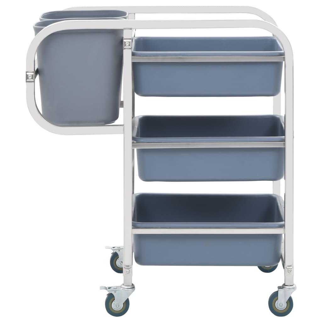 vidaXL Cărucior de bucătărie cu recipiente din plastic, 82x43,5x93 cm vidaXL Cărucior de bucătărie cu recipiente din plastic, 82x43,5x93 cm
