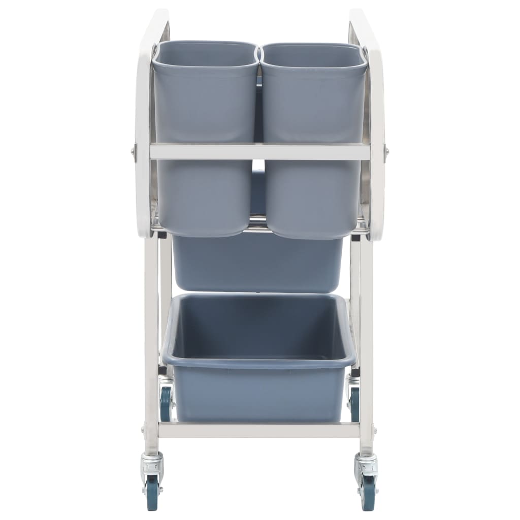 vidaXL Cărucior de bucătărie cu recipiente din plastic, 82x43,5x93 cm vidaXL Cărucior de bucătărie cu recipiente din plastic, 82x43,5x93 cm