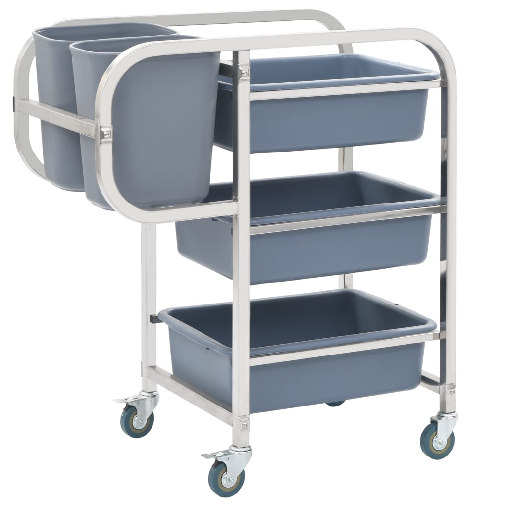 vidaXL Cărucior de bucătărie cu recipiente din plastic, 82x43,5x93 cm vidaXL Cărucior de bucătărie cu recipiente din plastic, 82x43,5x93 cm