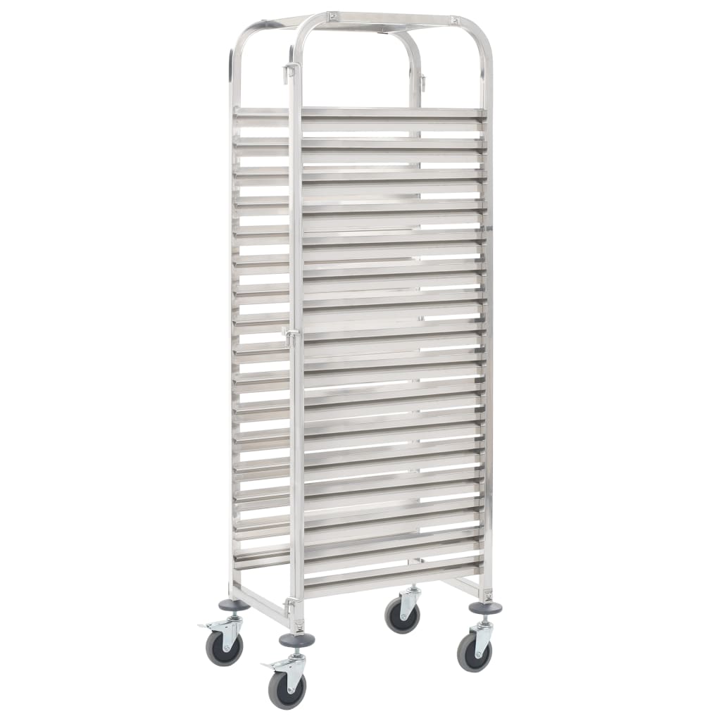 vidaXL Cărucior bucătărie pentru 16 tăvi, 38x55x163cm, oțel inoxidabil vidaXL Cărucior bucătărie pentru 16 tăvi, 38x55x163cm, oțel inoxidabil