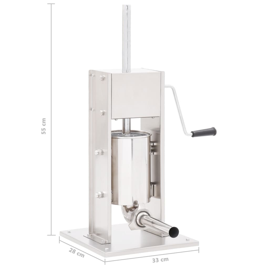 vidaXL Aparat de umplut cârnați manual, argintiu, 3 L, oțel inoxidabil vidaXL Aparat de umplut cârnați manual, argintiu, 3 L, oțel inoxidabil