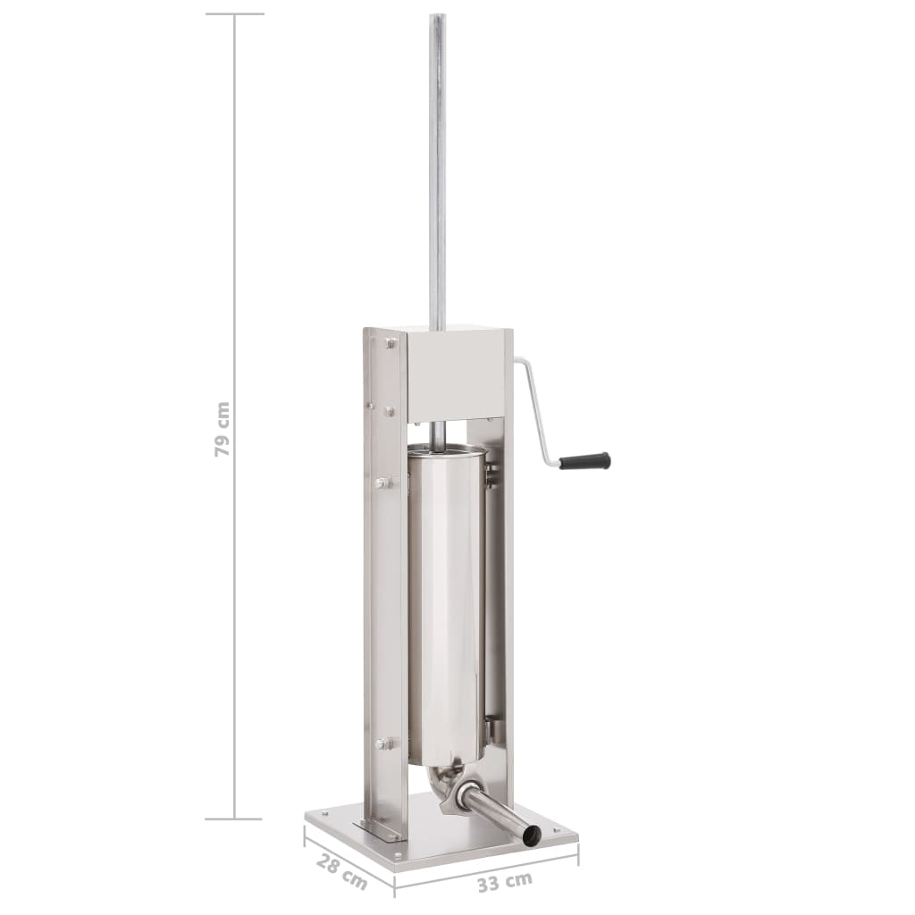 vidaXL Aparat de umplut cârnați manual, argintiu, 7 L, oțel inoxidabil vidaXL Aparat de umplut cârnați manual, argintiu, 7 L, oțel inoxidabil