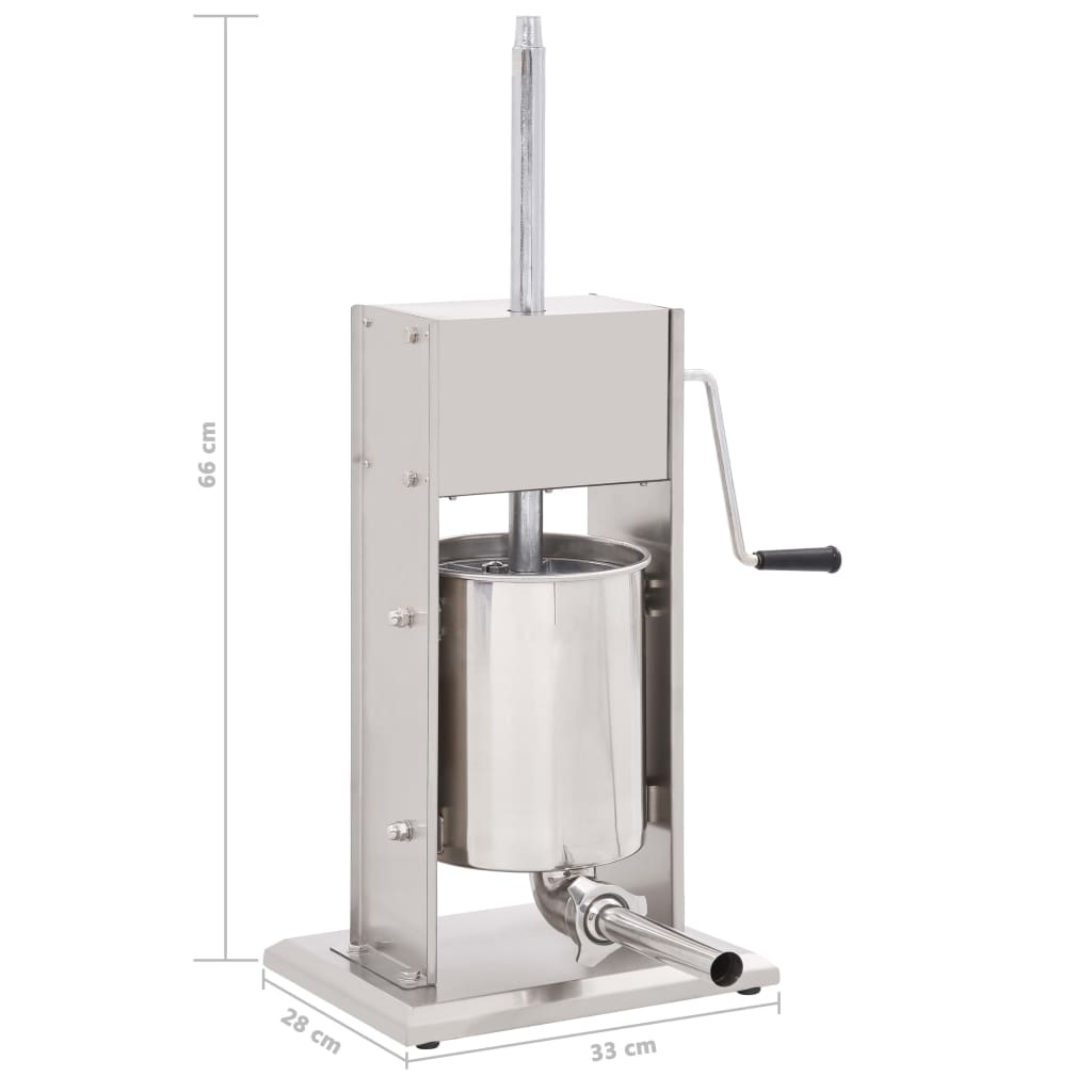 vidaXL Aparat de umplut cârnați manual, argintiu, 10L, oțel inoxidabil vidaXL Aparat de umplut cârnați manual, argintiu, 10L, oțel inoxidabil