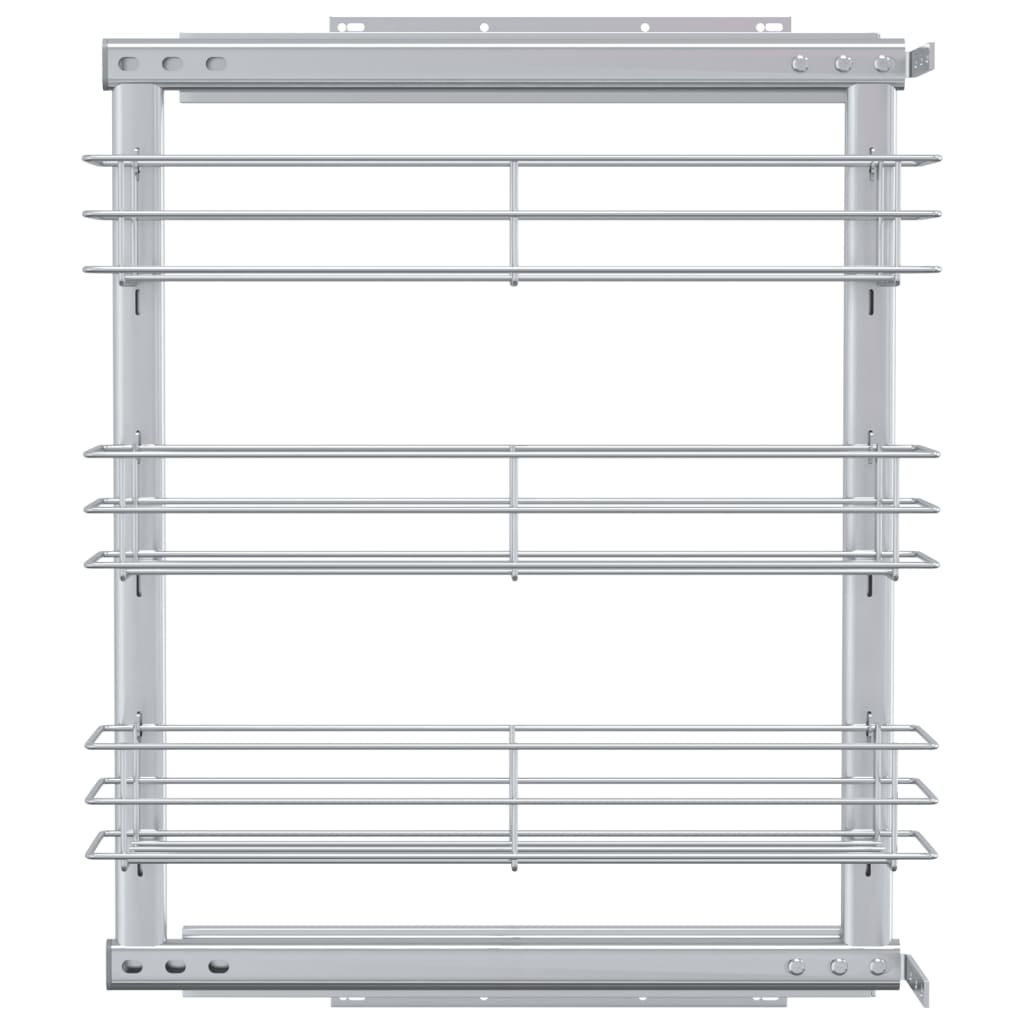 vidaXL Coș sârmă bucătărie retractabil 3 raft argintiu 47x15,5x55,5 cm vidaXL Coș sârmă bucătărie retractabil 3 raft argintiu 47x15,5x55,5 cm