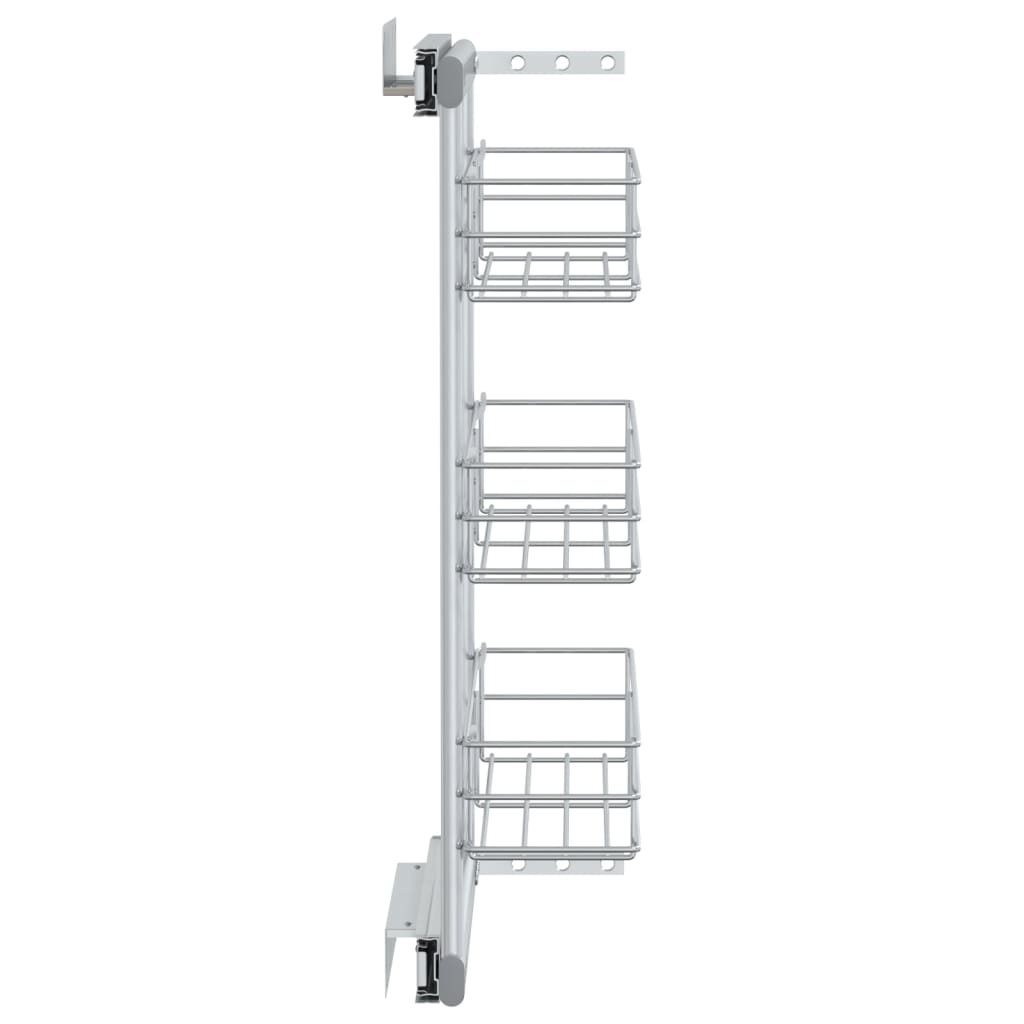 vidaXL Coș sârmă bucătărie retractabil 3 raft argintiu 47x15,5x55,5 cm vidaXL Coș sârmă bucătărie retractabil 3 raft argintiu 47x15,5x55,5 cm