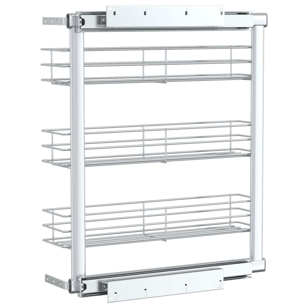vidaXL Coș sârmă bucătărie retractabil 3 raft argintiu 47x15,5x55,5 cm vidaXL Coș sârmă bucătărie retractabil 3 raft argintiu 47x15,5x55,5 cm