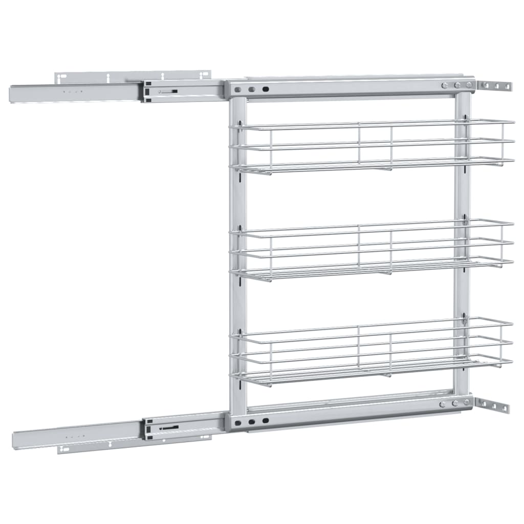 vidaXL Coș sârmă bucătărie retractabil 3 raft argintiu 47x15,5x55,5 cm vidaXL Coș sârmă bucătărie retractabil 3 raft argintiu 47x15,5x55,5 cm