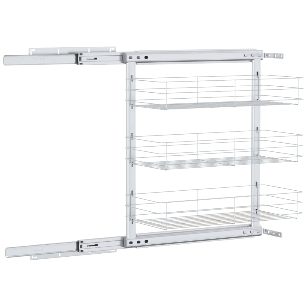 vidaXL Coș sârmă bucătărie retractabil 3 niveluri argintiu 47x25x56 cm vidaXL Coș sârmă bucătărie retractabil 3 niveluri argintiu 47x25x56 cm