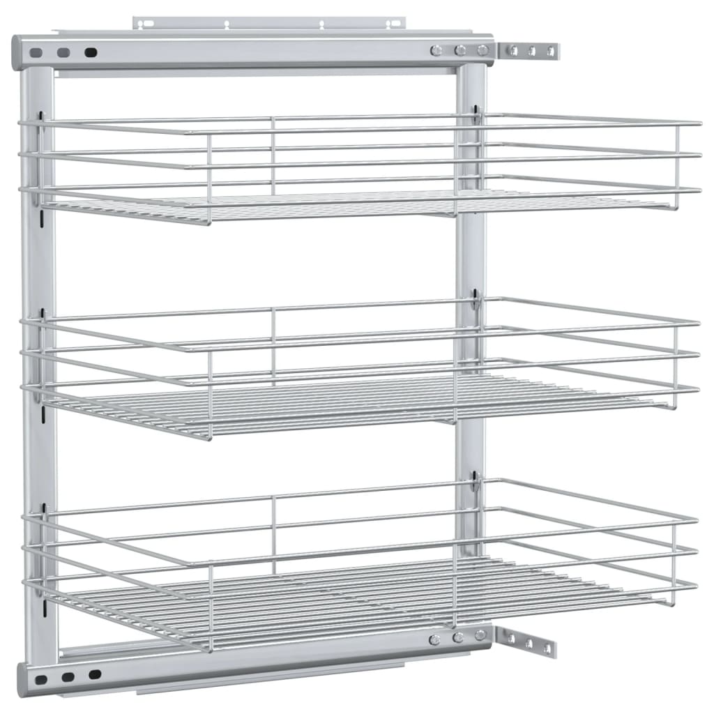 vidaXL Coș sârmă bucătărie retractabil 3 niveluri argintiu 47x35x56 cm vidaXL Coș sârmă bucătărie retractabil 3 niveluri argintiu 47x35x56 cm