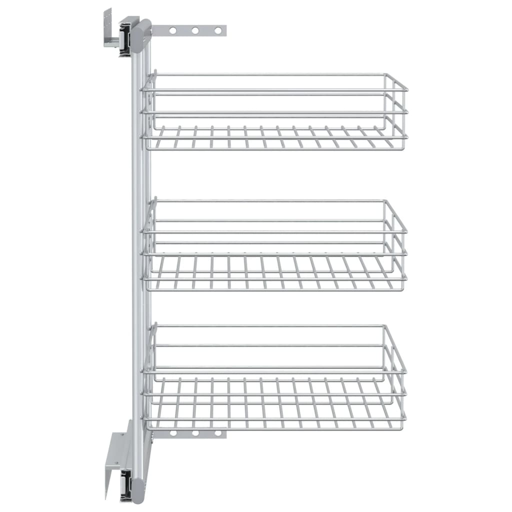 vidaXL Coș sârmă bucătărie retractabil 3 niveluri argintiu 47x35x56 cm vidaXL Coș sârmă bucătărie retractabil 3 niveluri argintiu 47x35x56 cm