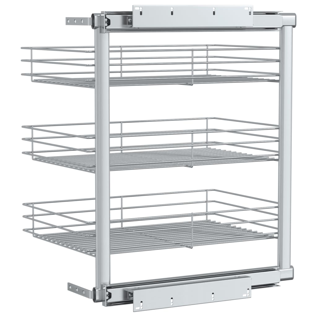 vidaXL Coș sârmă bucătărie retractabil 3 niveluri argintiu 47x35x56 cm vidaXL Coș sârmă bucătărie retractabil 3 niveluri argintiu 47x35x56 cm
