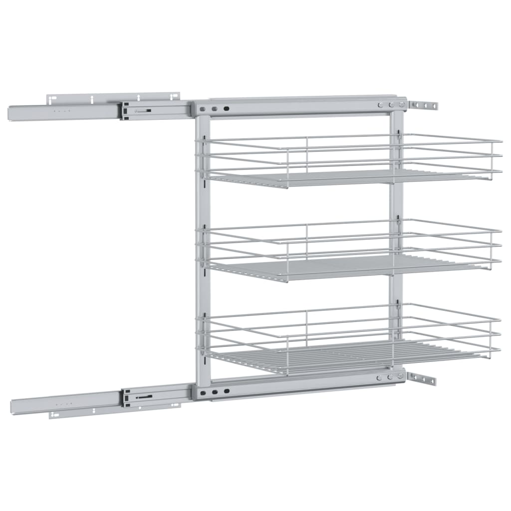 vidaXL Coș sârmă bucătărie retractabil 3 niveluri argintiu 47x35x56 cm vidaXL Coș sârmă bucătărie retractabil 3 niveluri argintiu 47x35x56 cm