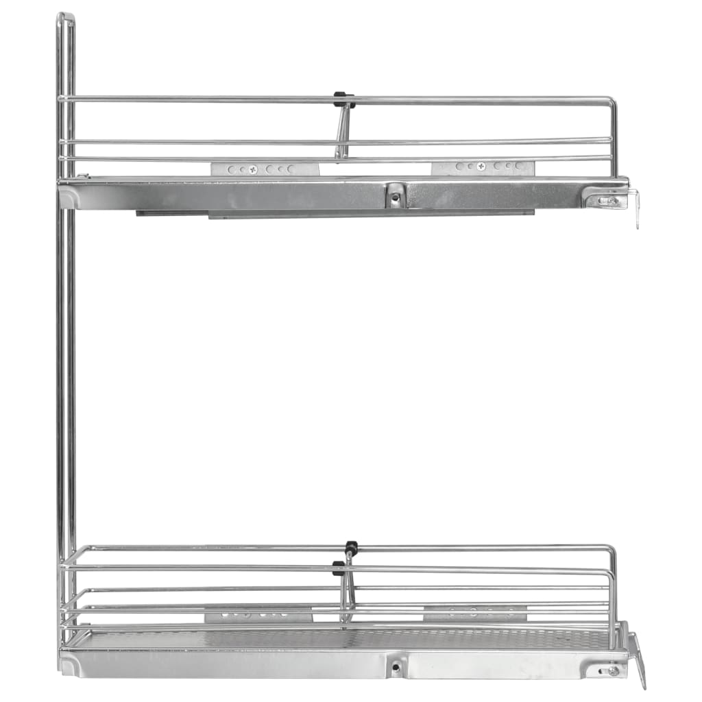 vidaXL Coș sârmă bucătărie retractabil 2 rafturi argintiu 47x15x54,5cm vidaXL Coș sârmă bucătărie retractabil 2 rafturi argintiu 47x15x54,5cm