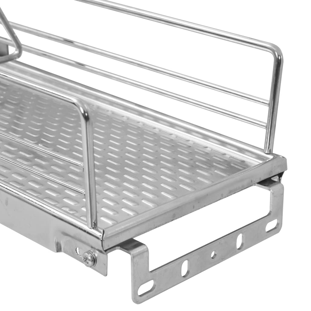 vidaXL Coș sârmă bucătărie retractabil 2 rafturi argintiu 47x15x54,5cm vidaXL Coș sârmă bucătărie retractabil 2 rafturi argintiu 47x15x54,5cm