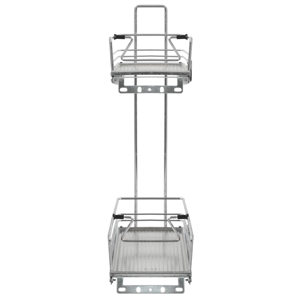 vidaXL Coș sârmă bucătărie retractabil 2 rafturi argintiu 47x15x54,5cm vidaXL Coș sârmă bucătărie retractabil 2 rafturi argintiu 47x15x54,5cm
