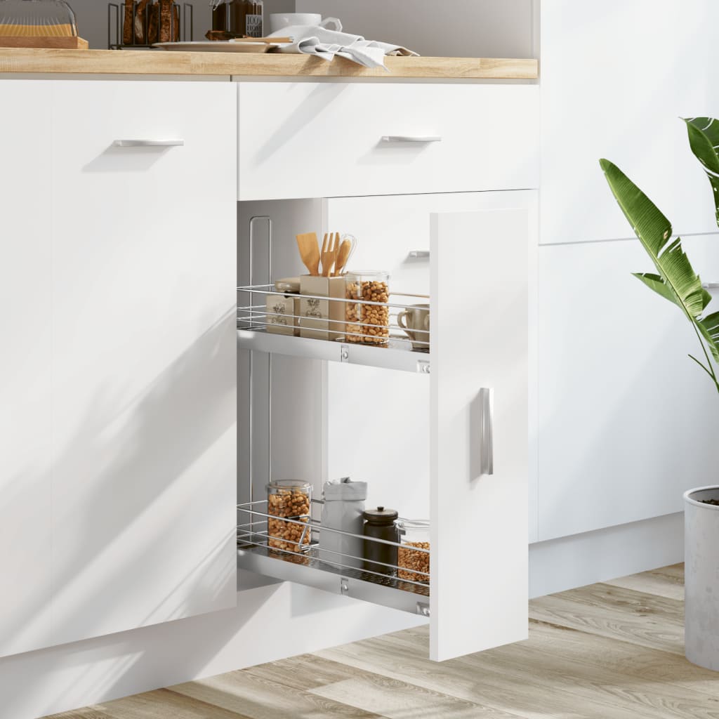 vidaXL Coș sârmă bucătărie retractabil 2 rafturi argintiu 47x15x54,5cm vidaXL Coș sârmă bucătărie retractabil 2 rafturi argintiu 47x15x54,5cm