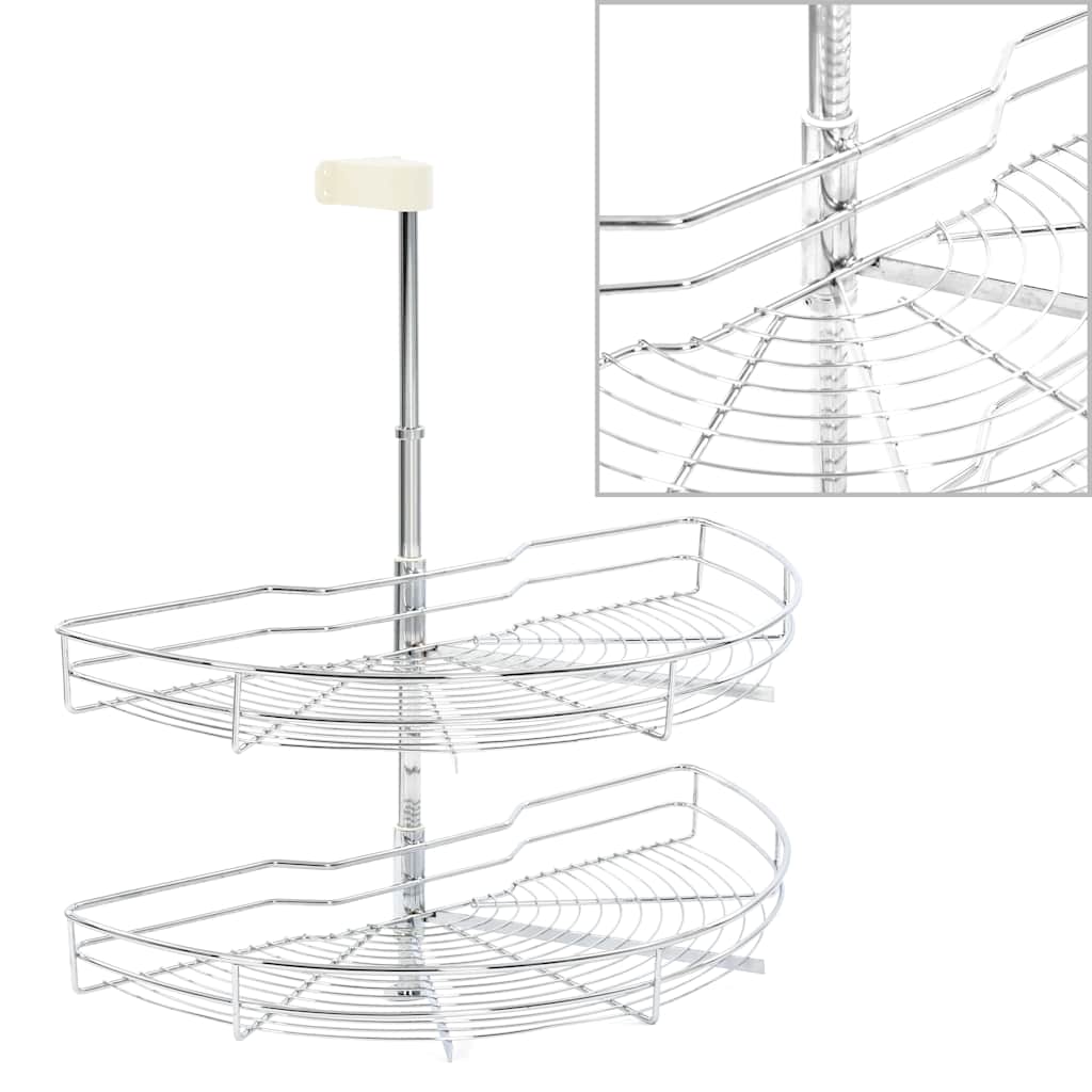 vidaXL Coș sârmă bucătărie 2 rafturi argintiu 75x38x80 cm 180 grade vidaXL Coș sârmă bucătărie 2 rafturi argintiu 75x38x80 cm 180 grade