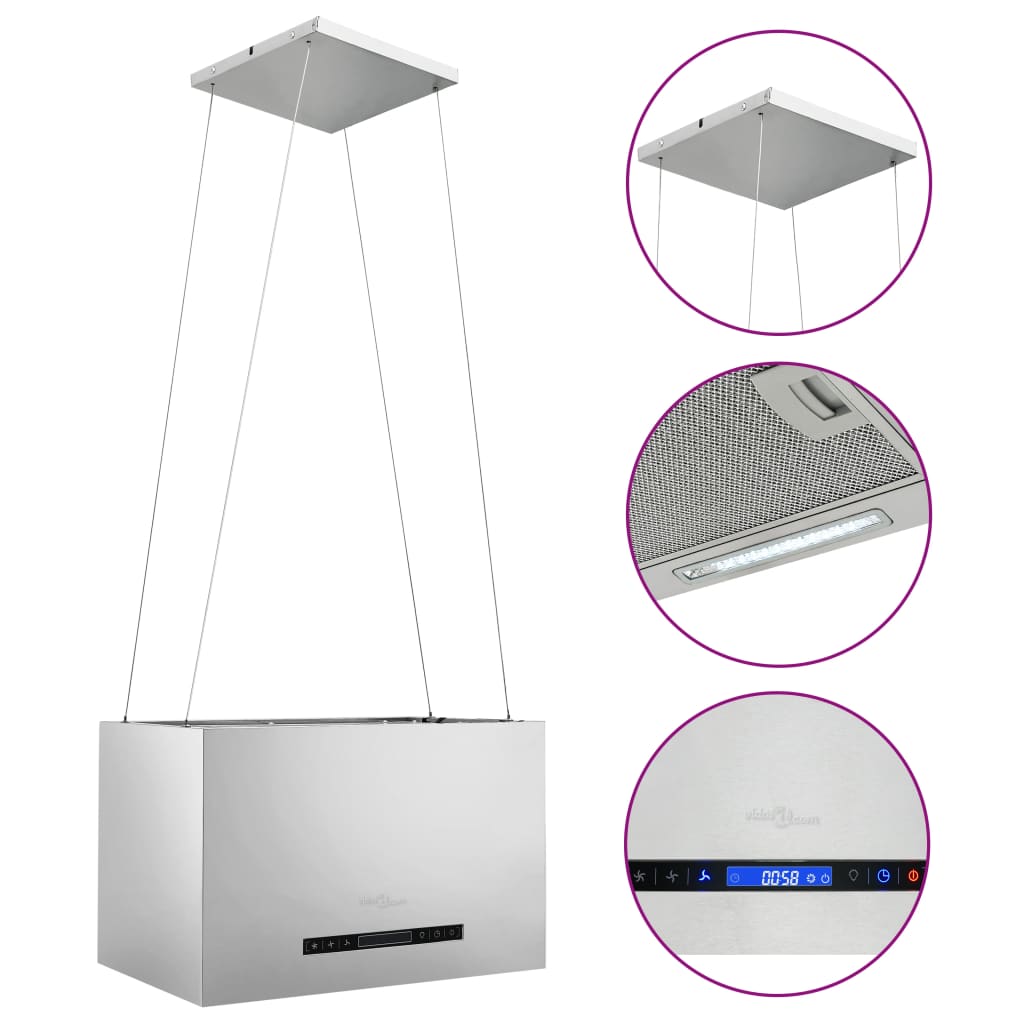 vidaXL Hotă suspendată insulă LCD senzor tactil 55 cm oțel inoxidabil vidaXL Hotă suspendată insulă LCD senzor tactil 55 cm oțel inoxidabil