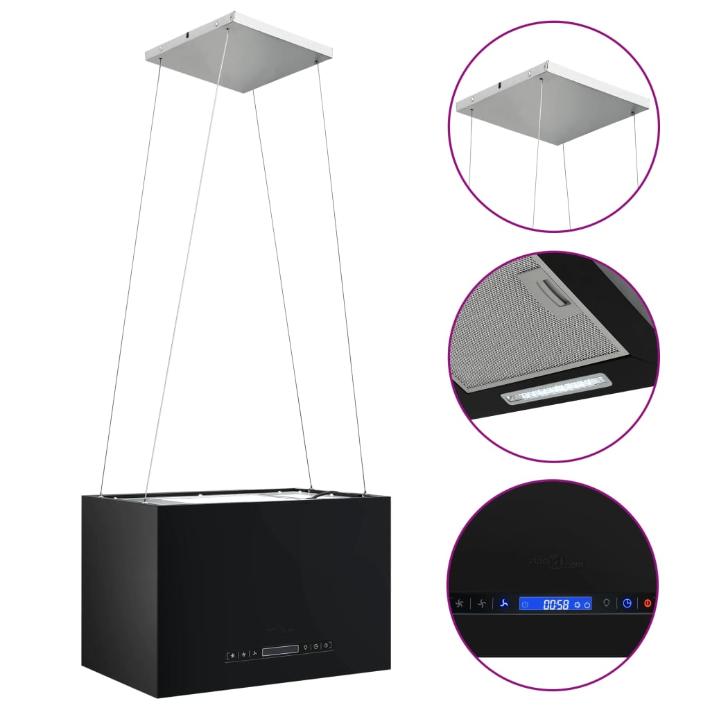 vidaXL Hotă suspendată insulă LCD senzor tactil 55 cm oțel