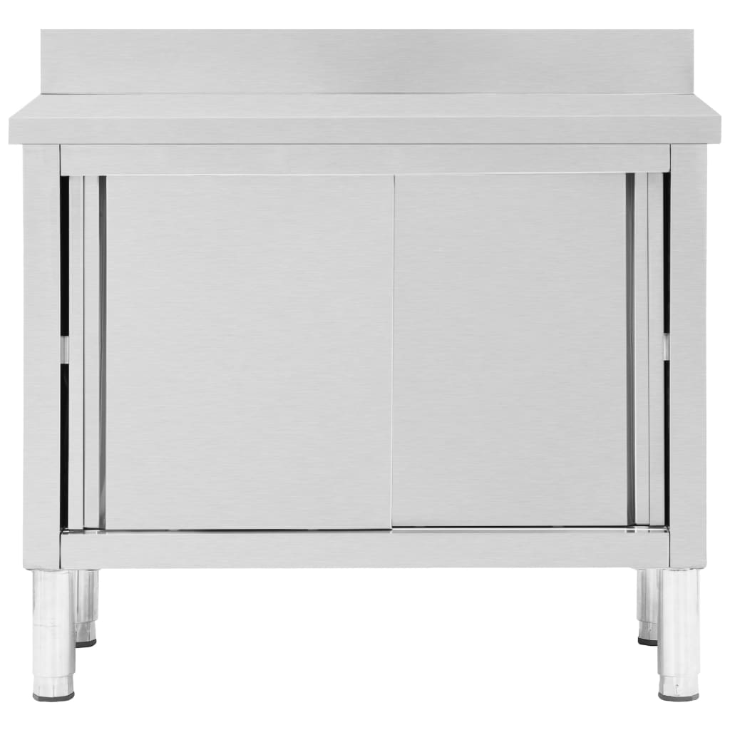 vidaXL Masă de lucru cu uși glisante 100x50x(95-97)cm oțel inoxidabil vidaXL Masă de lucru cu uși glisante 100x50x(95-97)cm oțel inoxidabil