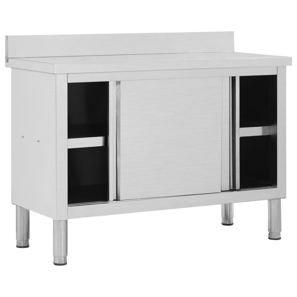 vidaXL Masă de lucru cu uși glisante 120x50x(95-97) cm oțel inoxidabil vidaXL Masă de lucru cu uși glisante 120x50x(95-97) cm oțel inoxidabil