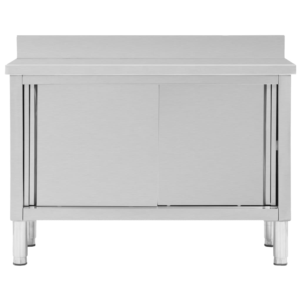 vidaXL Masă de lucru cu uși glisante 120x50x(95-97) cm oțel inoxidabil vidaXL Masă de lucru cu uși glisante 120x50x(95-97) cm oțel inoxidabil