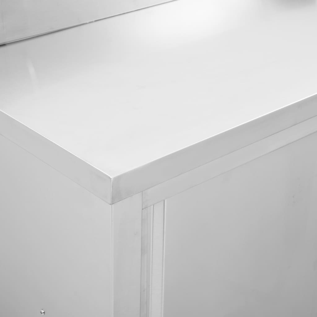 vidaXL Masă de lucru cu uși glisante 120x50x(95-97) cm oțel inoxidabil vidaXL Masă de lucru cu uși glisante 120x50x(95-97) cm oțel inoxidabil