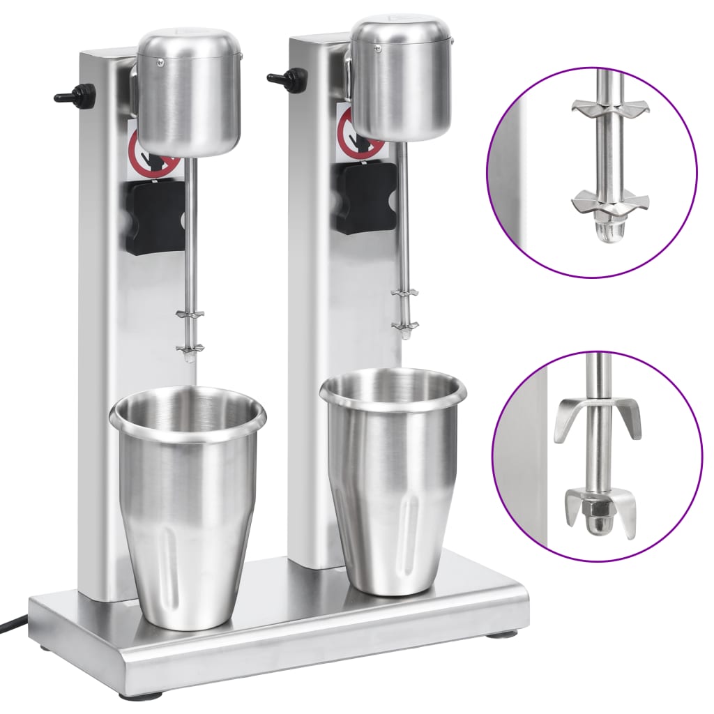 vidaXL Mixer de milkshake cu 2 vase, oțel inoxidabil, 2 L vidaXL Mixer de milkshake cu 2 vase, oțel inoxidabil, 2 L