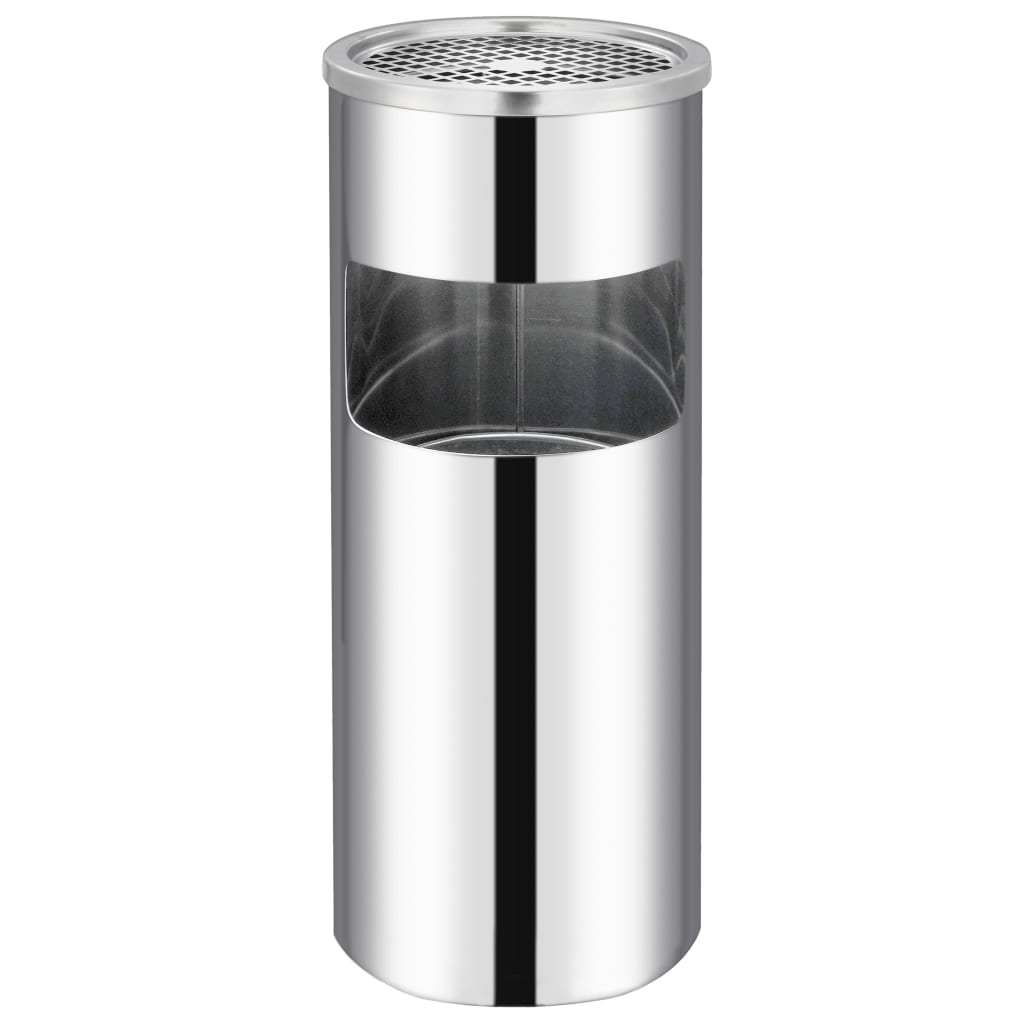 vidaXL Coș de gunoi cu scrumieră, pentru hotel, oțel inoxidabil, 30 L vidaXL Coș de gunoi cu scrumieră, pentru hotel, oțel inoxidabil, 30 L
