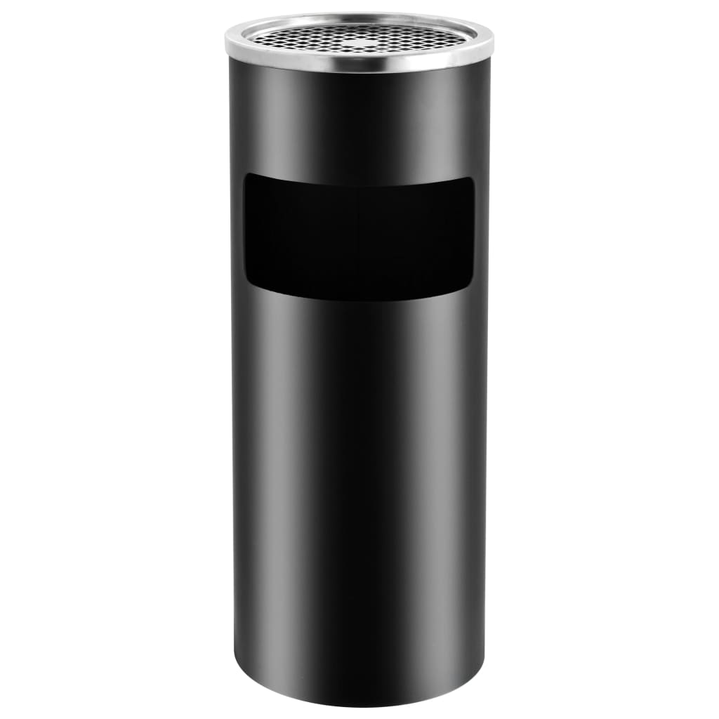 vidaXL Coș de gunoi cu scrumieră, pentru hotel, negru, oțel, 30 L vidaXL Coș de gunoi cu scrumieră, pentru hotel, negru, oțel, 30 L