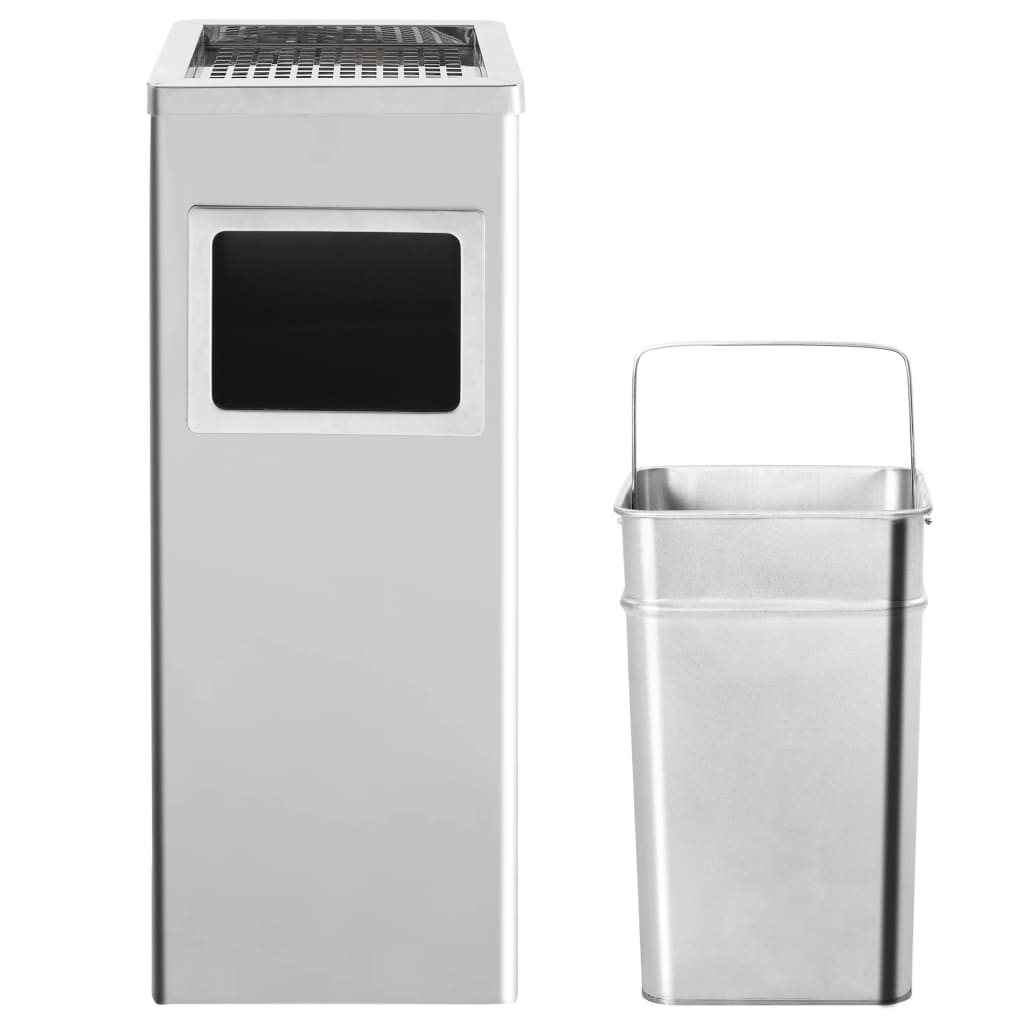 vidaXL Coș de gunoi cu scrumieră, pentru hotel, oțel inoxidabil, 36 L vidaXL Coș de gunoi cu scrumieră, pentru hotel, oțel inoxidabil, 36 L